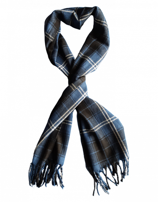 Unisex pure wool muffler check design blue